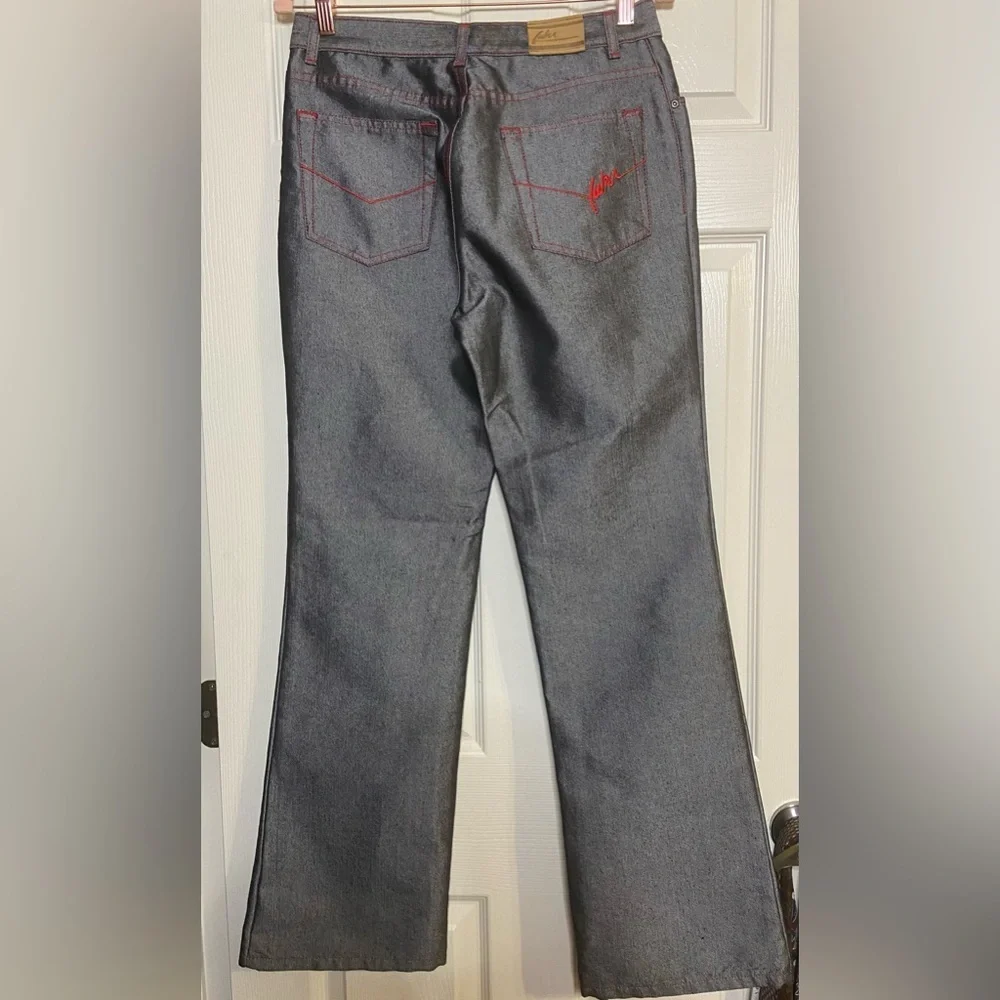 Women’s Vintage Fubu The Collection Jeans Metallic Black Gray Sz 11/12 NWT